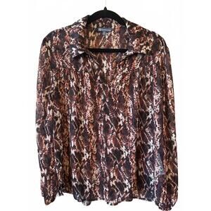 Democracy Women's Snake Print Long Sleeve Blouse 1X